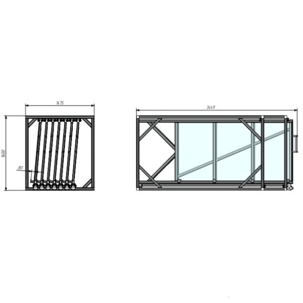 Стеллаж для вертикального хранения листового металла 2,5х1,25_1т_7к